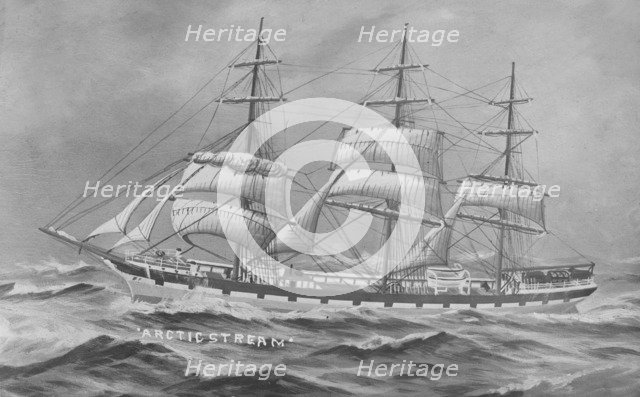 Painting of three masted cargo schooner 'Arctic Stream'. Creator: Kirk & Sons of Cowes.