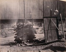 Bombay (Mumbai): a body burning on a funeral pyre, (1900?). Creator: Unknown.