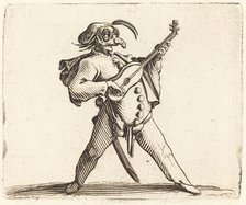 The Masked Comedian Playing a Guitar, c. 1622. Creator: Jacques Callot.