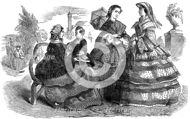 Fashions for August, 1857. Artist: Unknown