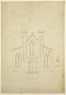 Front Elevation Drawing for St. Luke's Episcopal Church, Catskill, New York, between 1839 and 1840. Creator: Thomas Cole.
