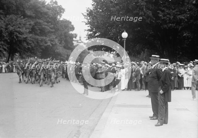 Newton Diehl Baker, Secretary of War, with President Wilson Reviewing National Guard, 1916.  Creator: Harris & Ewing.
