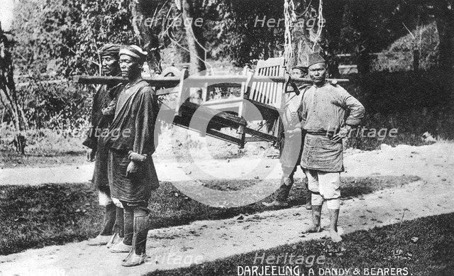 'Dandy and Bearers, Darjeeling', India, early 20th century. Artist: Unknown