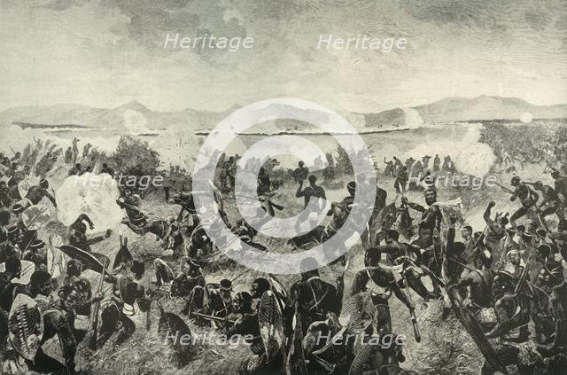 'The Battle of Ulundi - Final Rush of the Zulus. The British Square in the Distance', 1900. Creators: Unknown, Richard Caton Woodville II.