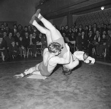 Wrestling match, Landskrona, Sweden, 1955. Artist: Unknown