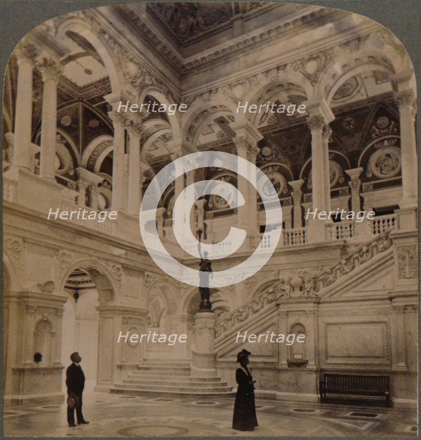 'Decorative splendors of the Entrance Hall of the great Congressional Library, Washington, U.S.A.',  Artist: Unknown.