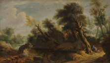 Wooded Landscape with a Wildfowler by a Stream, 1646. Creator: Anon.