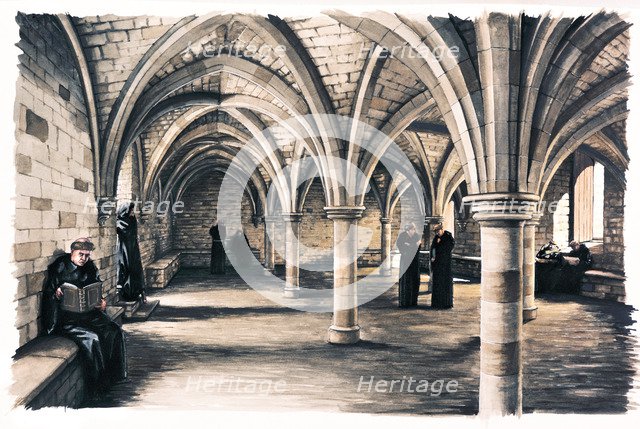 Battle Abbey, 12th century, (c1990-2010). Artist: Peter Urmston.