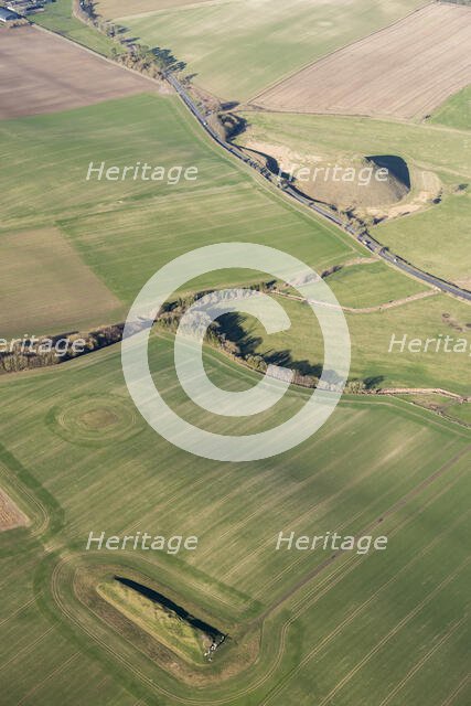 West Kennet long barrow and Silbury Hill, Wiltshire, 2019. Creator: Damian Grady.