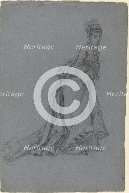 Fashionable Young Woman Stepping Forward, 1890s. Creator: Unknown.