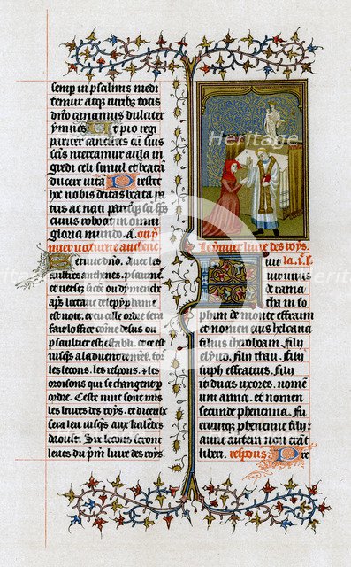 Hannah before Eli the high priest, 1413-1419. Artist: Unknown