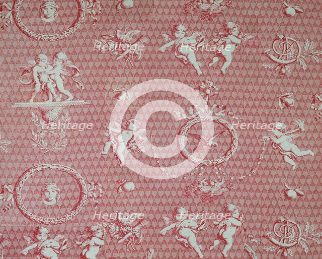 Amorini et Medallions (Cupid and Medallions) (Furnishing Fabric), France, c. 1810. Creator: Christophe-Philippe Oberkampf.