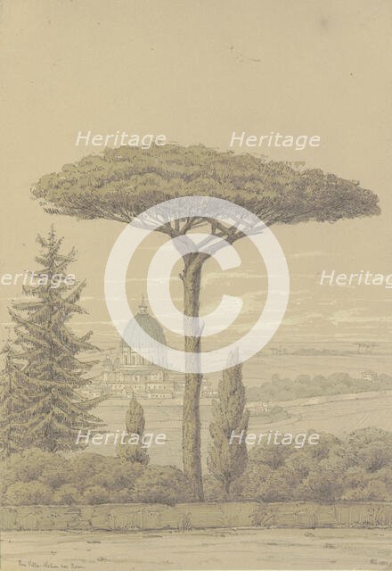 View from the Villa Melin near Rome, 1853. Creator: Monogrammist FWL.