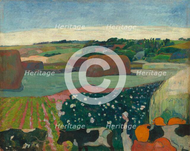 Haystacks in Brittany, 1890. Creator: Paul Gauguin.