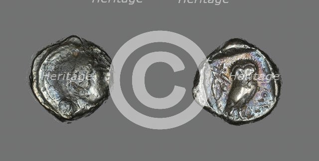 Tetradrachm (Coin) Depicting the Goddess Athena, before 490 BCE. Creator: Unknown.