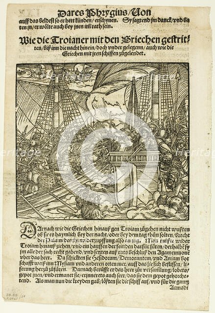 Illustration from Von dem Troianischen Krieg, plate 24 from Woodcuts from Books of the..., 1937. Creator: Hans Weiditz.