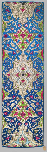 Alhambra textile panel with double border, France, about 1865. Creator: Mathevon et Bouvard.