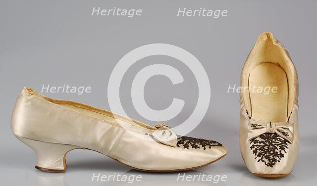 Evening slippers, French, 1875-85. Creator: Unknown.
