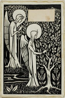 Decorative Study: Two Angels, 1892/98. Creator: Aubrey Beardsley.