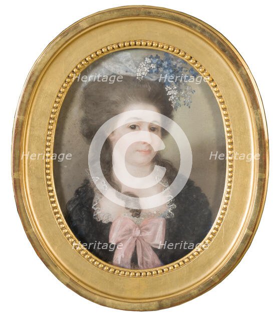 Lady portrait (with flowers in hat). Creator: Unknown.