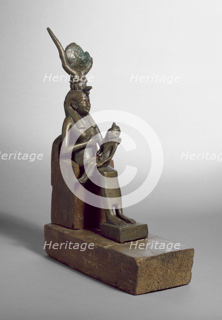 Statuette and stand, Late Period (Egypt), (c715-343 BC). Artist: Unknown.