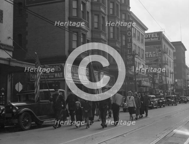 Regular Sunday meeting, Salvation Army, San Francisco, California, 1939. Creator: Dorothea Lange.