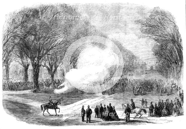 The Funeral of His Late Royal Highness the Prince Consort: firing minute guns in the Long..., 1861. Creator: Unknown.