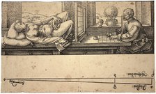 Artist Drawing a Nude with Perspective Device, 1538. Artist: Dürer, Albrecht (1471-1528)