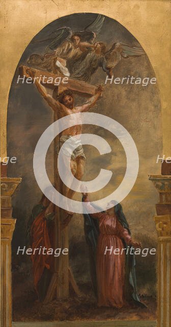 Sketch for the church of Saint-Eustache: Christ on the cross, c.1854.  Creator: Léon Riesener.