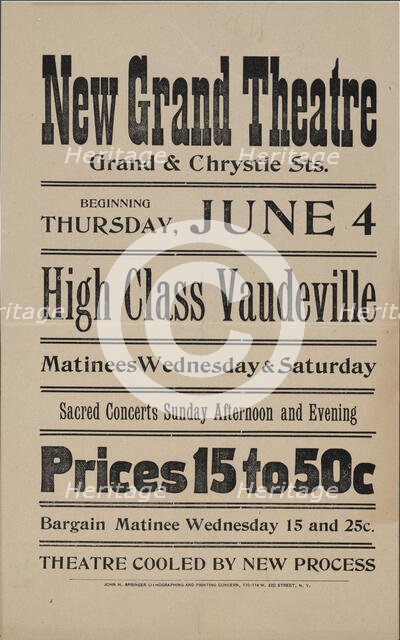 High class vaudeville, c1900 - 1919 (?). Creator: Adler's Grand Theatre.