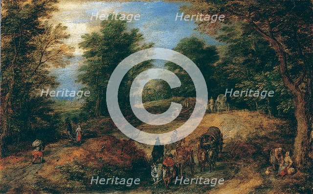Landscape with Travelers on a Woodland Path, ca. 1607. Creator: Jan Brueghel the Elder.