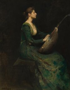 Lady with a Lute, 1886. Creator: Thomas W Dewing.