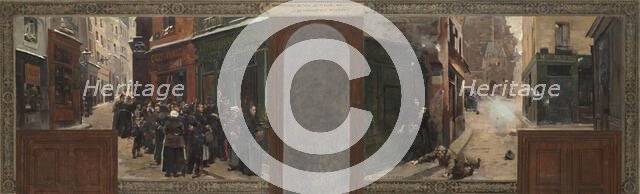 Esquisse pour le cabinet du Préfet à l'Hôtel de Ville de Paris : Le bombardement de..., 1889. Creators: René Joseph Gilbert, Henri-Louis Dupray.