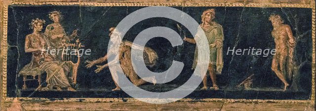 The Musical Contest between Apollo and Marsyas, 1st H. 1st cen. AD. Creator: Roman-Pompeian wall painting.