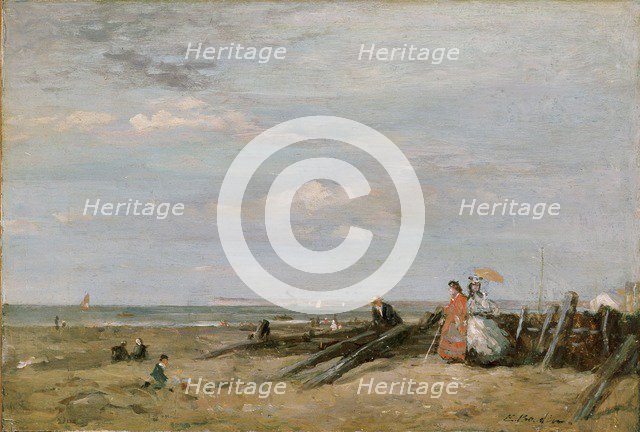 A Beach Scene at Trouville, 1860s. Artist: Eugene Louis Boudin.