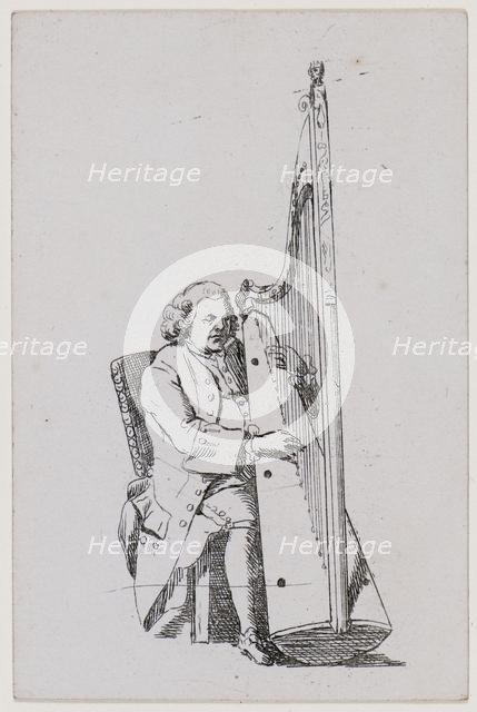 John Parry playing the harp, c1760-1780. Creator: William Parry.
