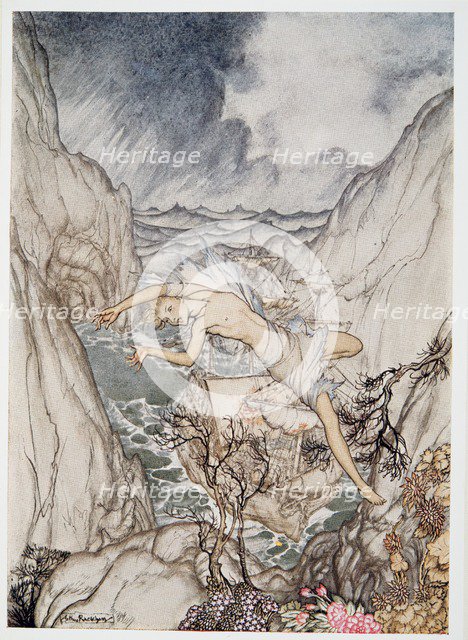 Safely in harbour is the king's ship, illustration from 'The Tempest', 1926.