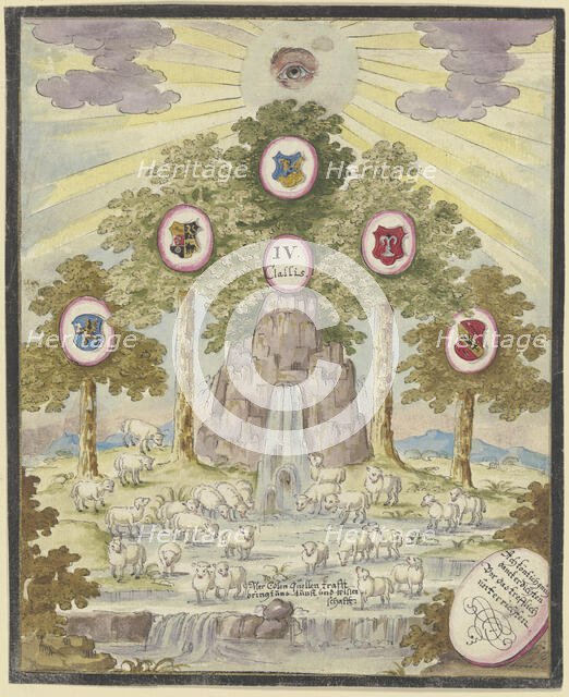 Rock spring beneath a group of trees. Creator: Johann Esaias Nilson.