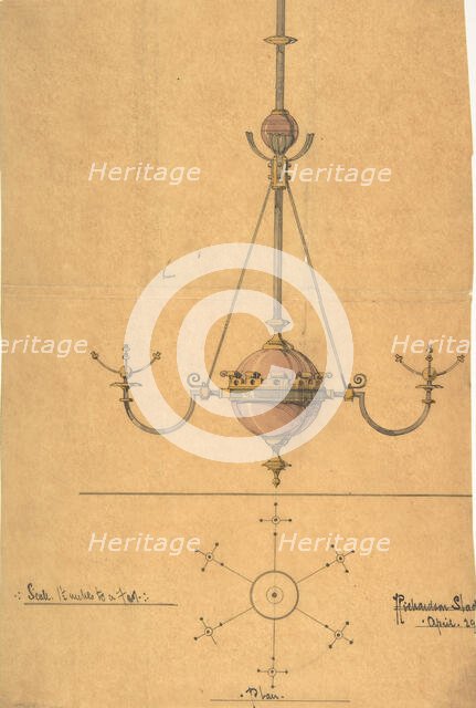 Design for a Glass Chandelier, ca. 1880. Creator: Richardson Ellson & Co.