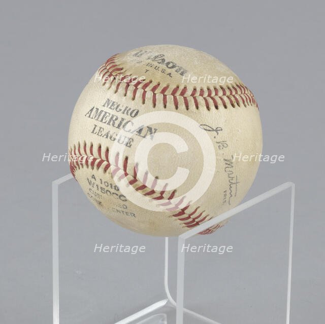 Baseball stamped with the Negro American League logo, 1937-1962. Creator: Unknown.