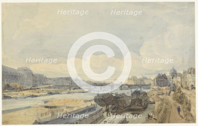 View over the Seine at the level of the Pont des Arts, 1831. Creator: Thomas Shotter Boys.