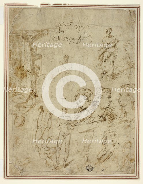 Sketches of Figures and Heads, n.d. Creator: Pieter Molijn.