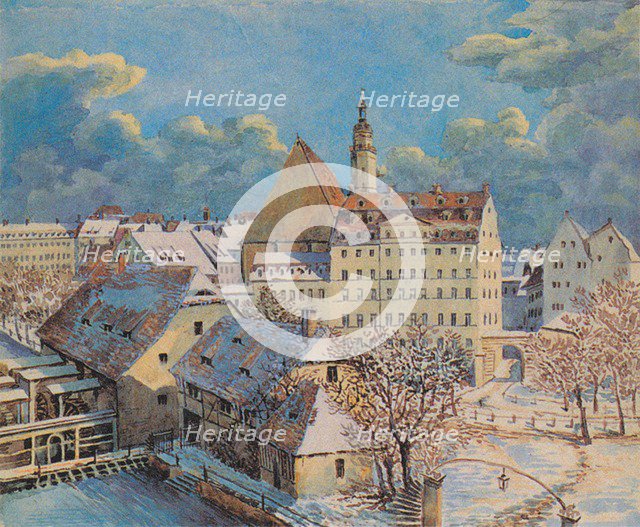 St. Thomas Church and St. Thomas School in Leipzig, 1838.