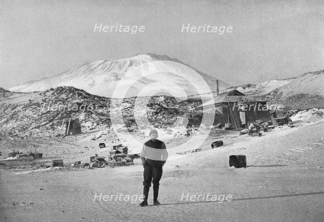 British explorer Ernest Shackleton at the Cape Royds base camp, Antarctica, 1908. Artist: Unknown