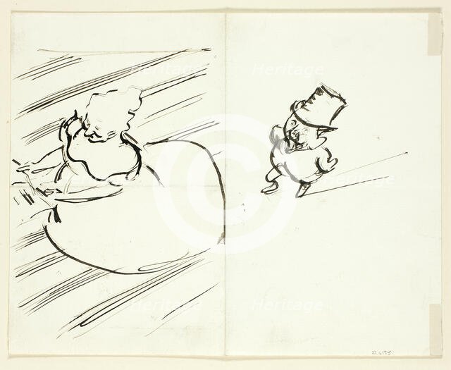 Sketches of Man and Woman Seen from Above, n.d. Creator: Philip William May.