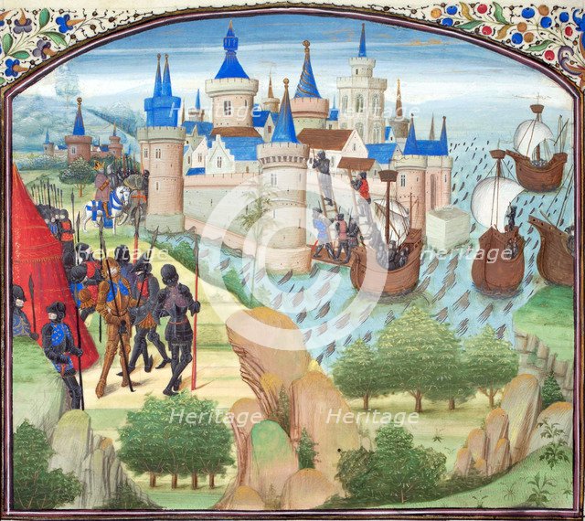 The capture of Constantinople by land and sea in 1204. Miniature from the Historia by William of Tyre, 1460s. Artist: Anonymous  