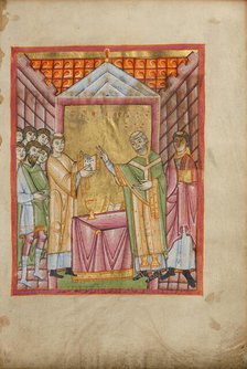 Bishop Engilmar Celebrating Mass; Benedictional, about 1030-1040. Creator: Unknown.