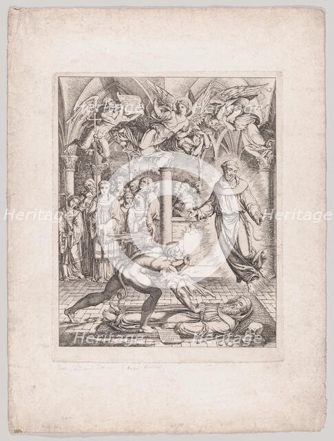 Battle of Satan with St. Francis for the Soul of the Monk Guido of Montefeltro, 1807-8. Creator: Joseph Anton Koch.