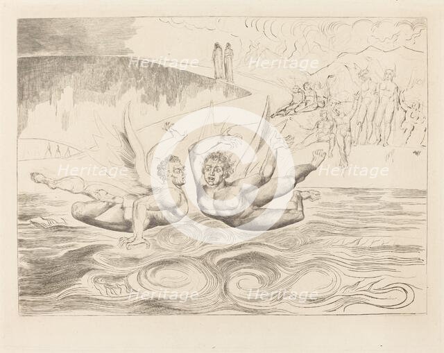 The Circle of the Corrupt Officials; the Devils Mauling Each Other, 1827. Creator: William Blake.