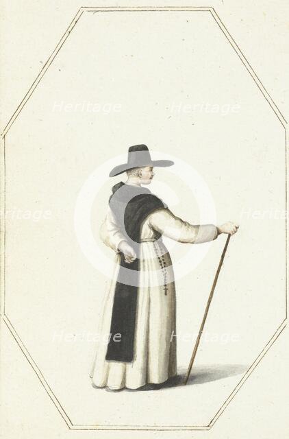 Monk standing with a staff, c.1657. Creator: Gesina ter Borch.